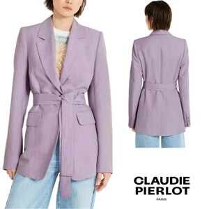 Claudie Pierlot Women's Linen Lilac Belted Blazer